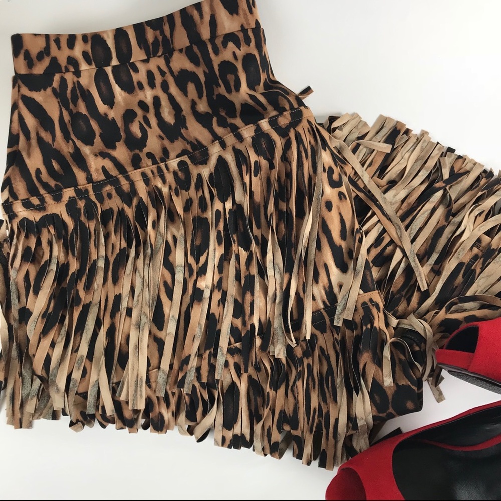 Chico’s Animal Fancy Fringe Skirt